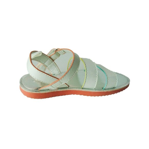 OshKosh Kids White Open-Toe Sandals With Adjustable Straps & Orange Sole - Picture 6 of 9